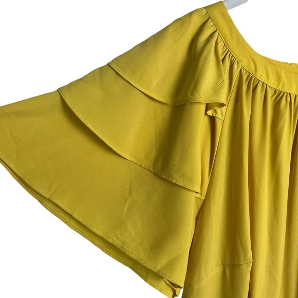 NWT Eloquii Ruffles & Pintucks Fit & Flare Dress Size 24 Golden Yellow - Picture 4 of 16